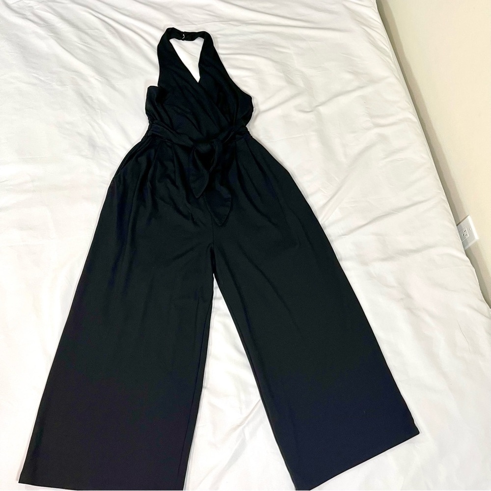 Anthropologie Black Halter Jumpsuit